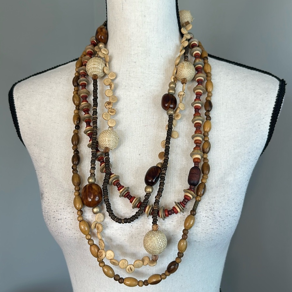 Vintage Brown Cream Beads Necklaces Haul Lot